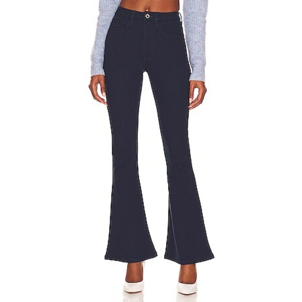WeWoreWhat High Rise Flare Jeans Women 25 Navy Blue Stretch Denim Trousers 70s
